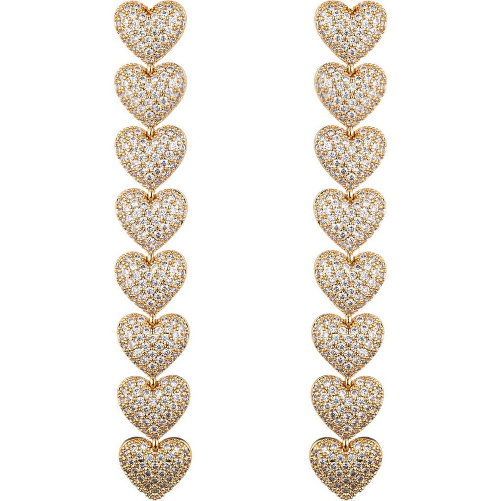 Eye Candy Los Angeles Mila Cubic Zirconia Heart Drop Earrings In Gold