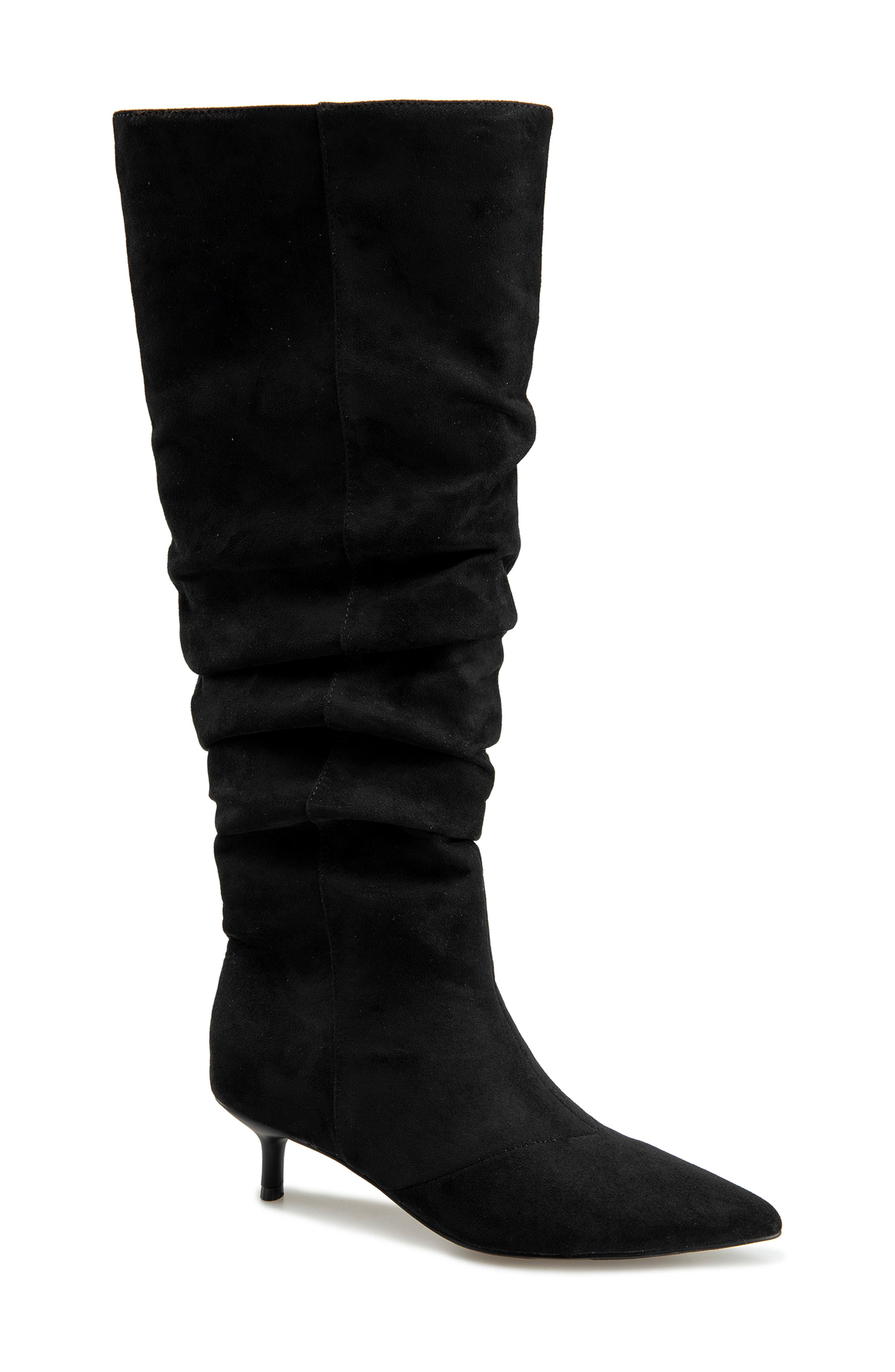 Penelope Faux Suede Knee High Boot, Main, color, BLACK FAUX SUEDE