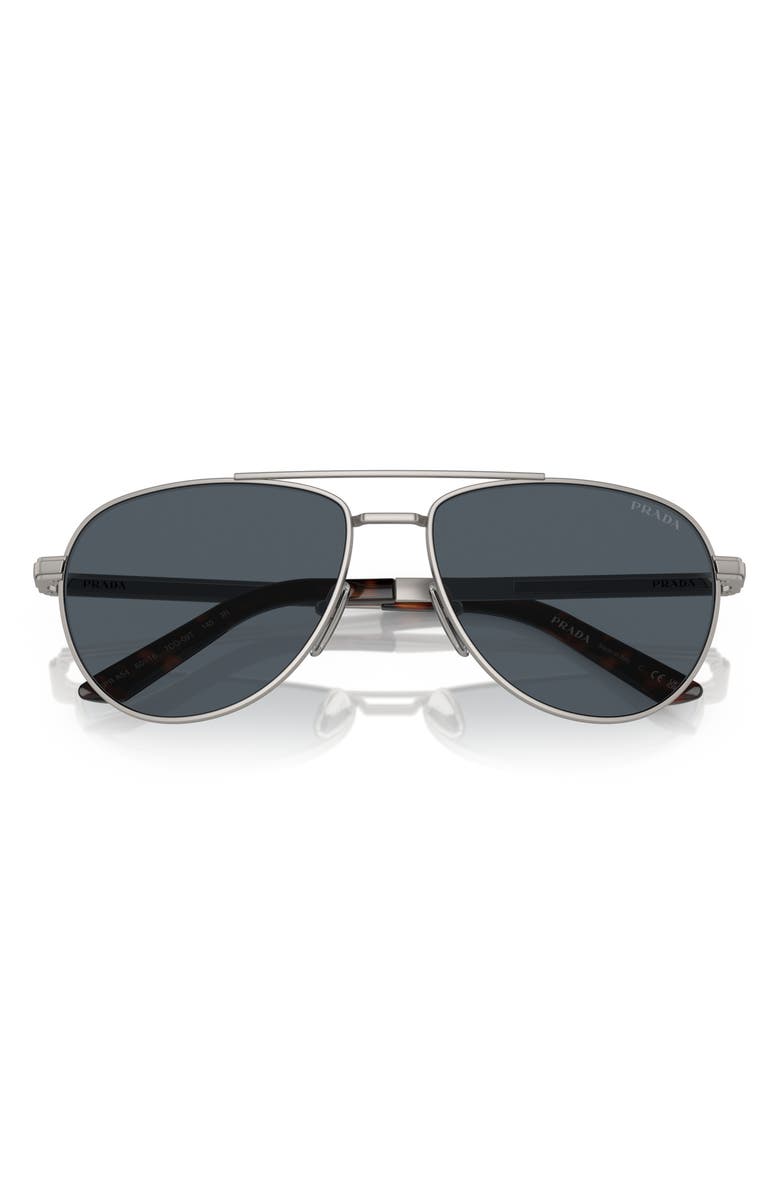 Prada 60mm Pilot Sunglasses, Alternate, color, Matte Grey