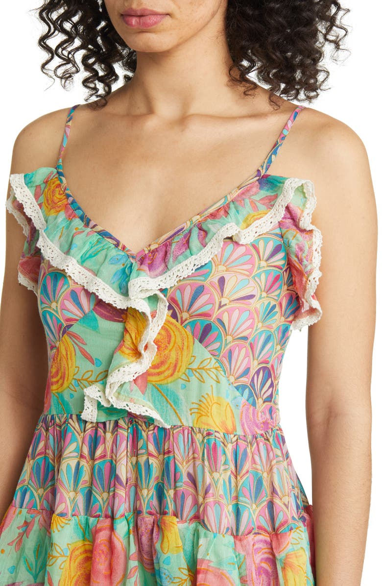 BAROK PARIS Mixed Print Tiered Cotton Maxi Dress, Alternate, color, 