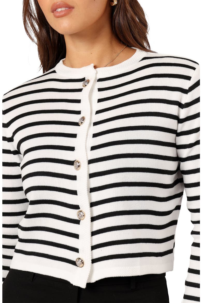 Cynthia Stripe Crop Cardigan, Alternate, color, BLACK/ CREAM