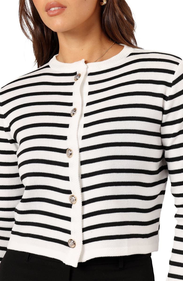 Petal & Pup Cynthia Stripe Crop Cardigan, Alternate, color, Black/ Cream