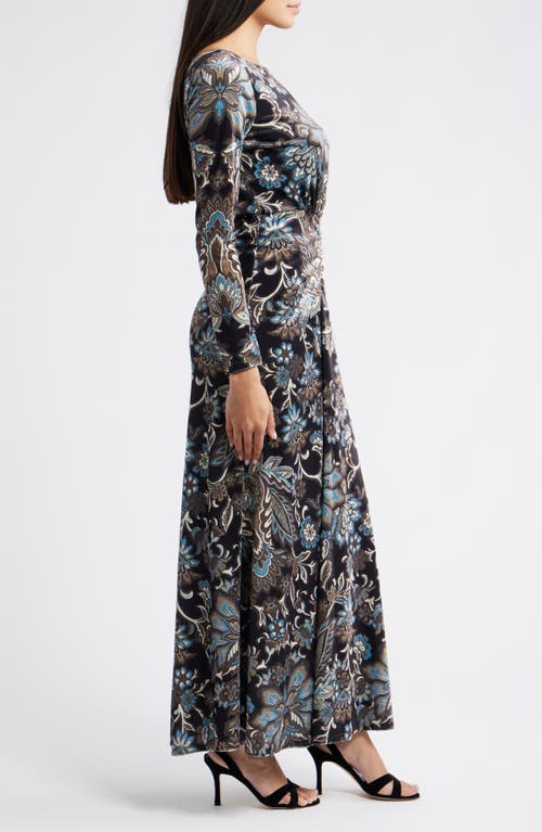 Julia Jordan Paisley Floral Long Sleeve Gown In Animal Print