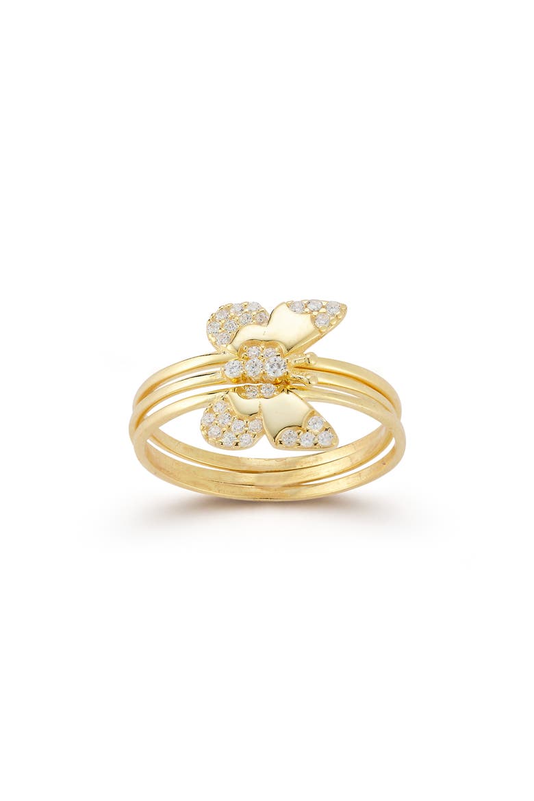 Butterfly 3-Piece Ring Set, Main, color, GOLD
