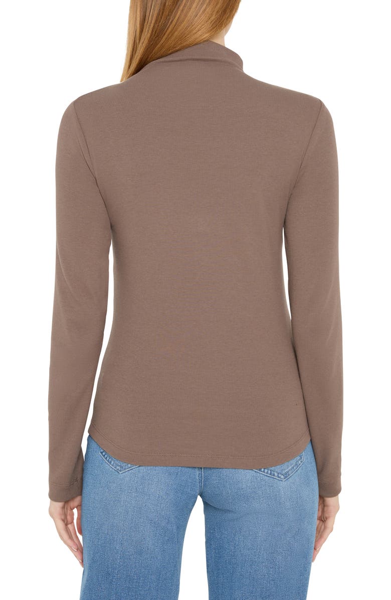 NIC+ZOE Perfect Rib Cotton Blend Funnel Neck Top, Alternate, color, Cocoa