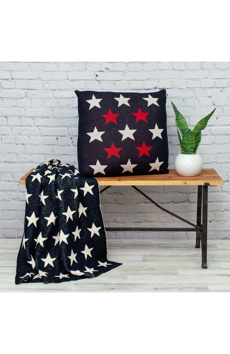 PARKLAND COLLECTION Stars Transitional Navy Blue Throw Pillow, Alternate, color, Navy Blue