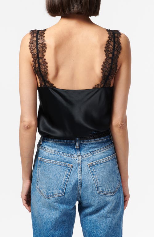 Cami Nyc Marlo Lace Trim Silk Charmeuse Tank In Black