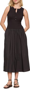 Sanctuary Breakaway Mixed Media Cotton Midi Dress