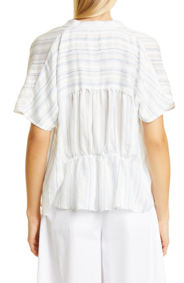 Vince Stripe Shirred Blouse, Alternate, color,