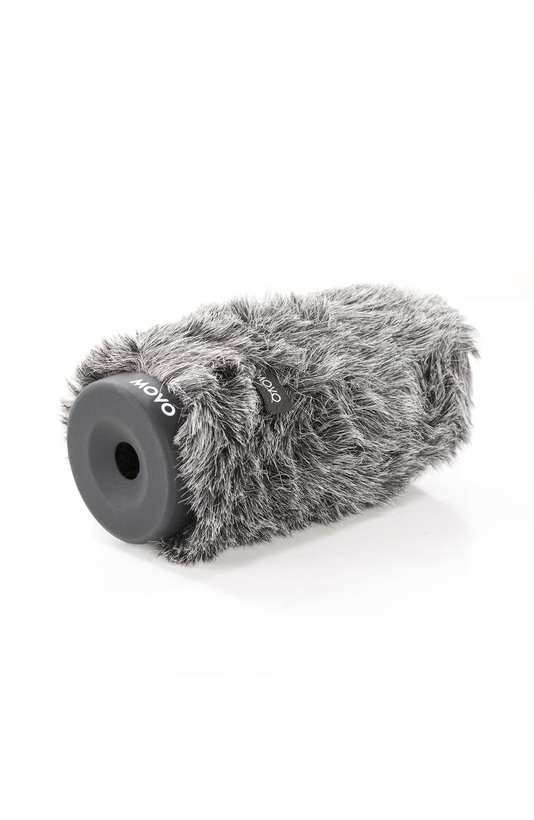 MOVO WS-G140 Furry Rigid Windscreen for Microphones 18-23mm in Diameter and up to 6.3" (16cm) Long - Dark Gray, Main, color, Black