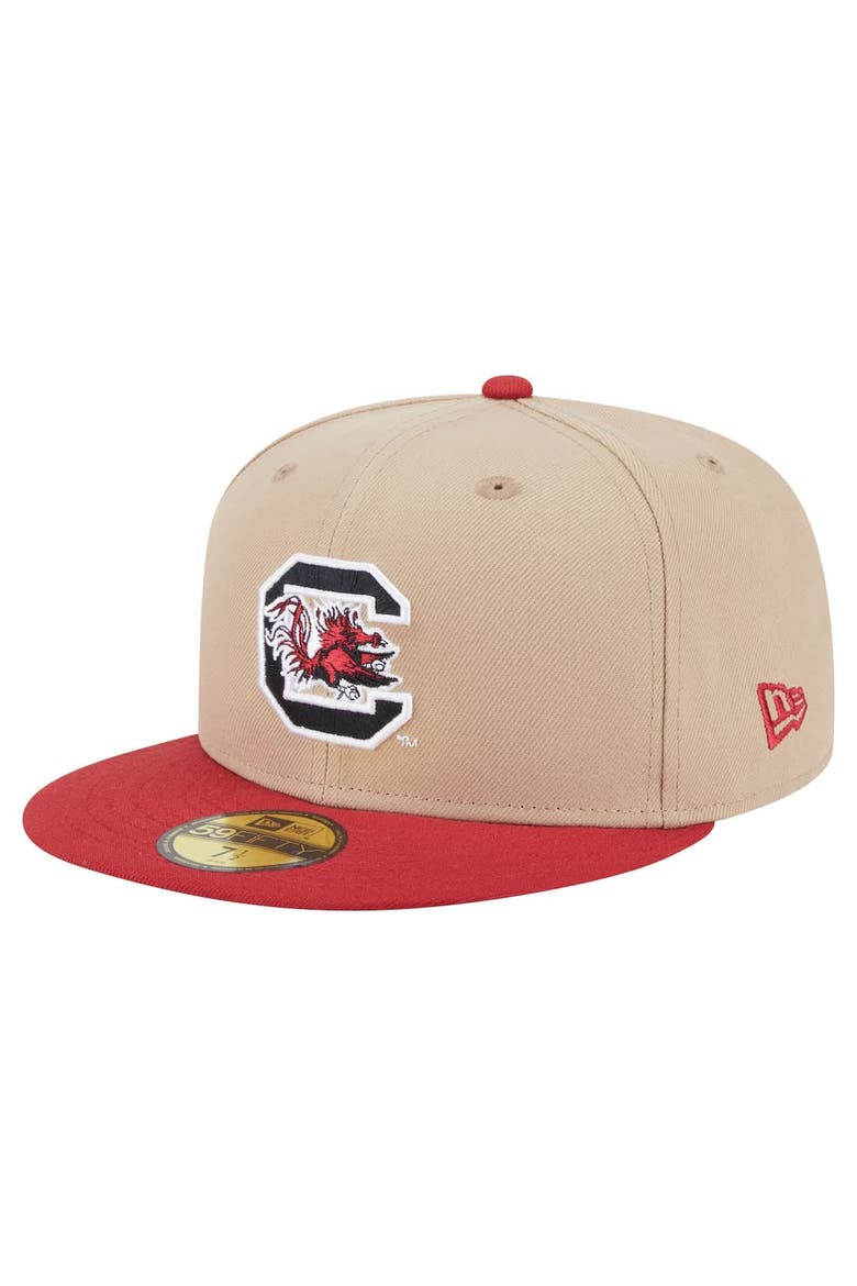 Men's New Era  Khaki South Carolina Gamecocks Two-Tone 59FIFTY Fitted Hat, Main, color, Khaki