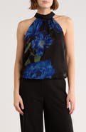 Alice + Olivia Maris Floral Gathered Halter Neck Top