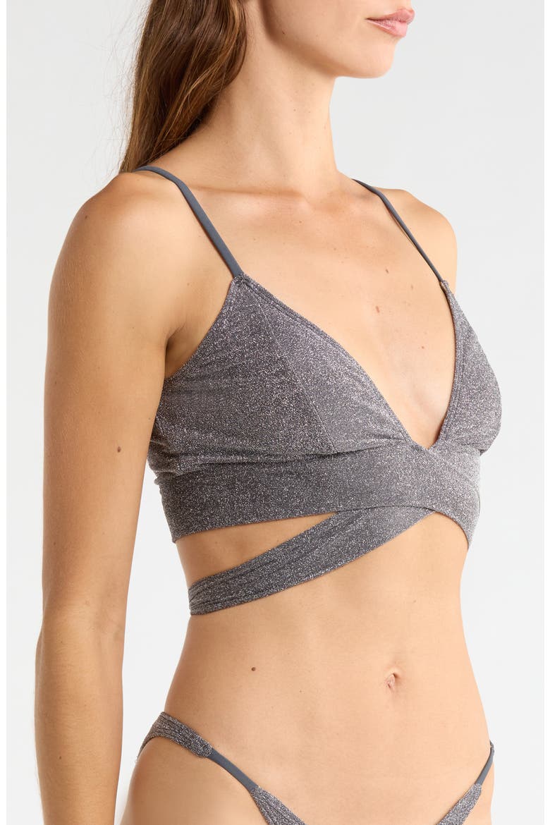 Sydney Metallic Tie Front Bikini Top, Alternate, color, PAVEMENT