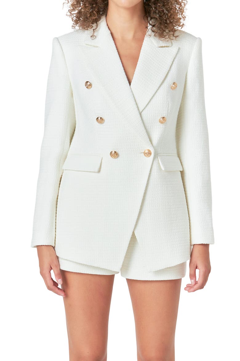 Tweed Blazer, Alternate, color, WHITE