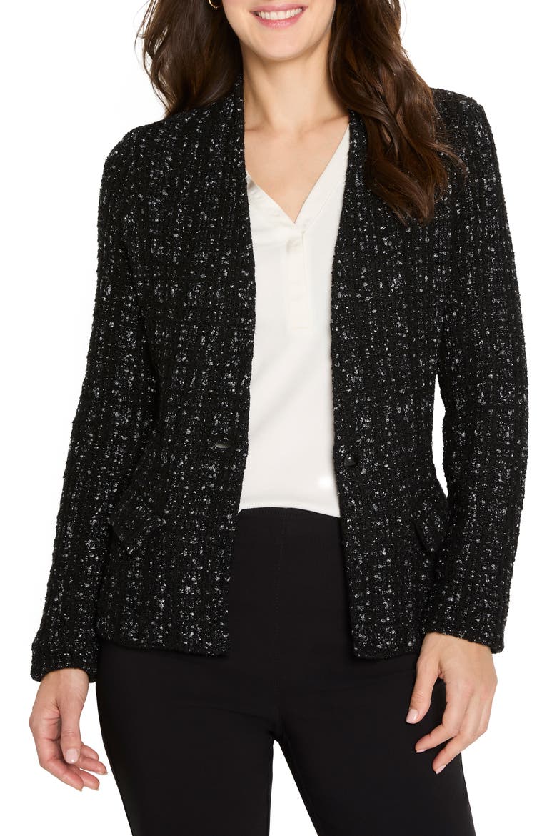 Metallic Grid Knit Jacket, Main, color, BLACK MIX