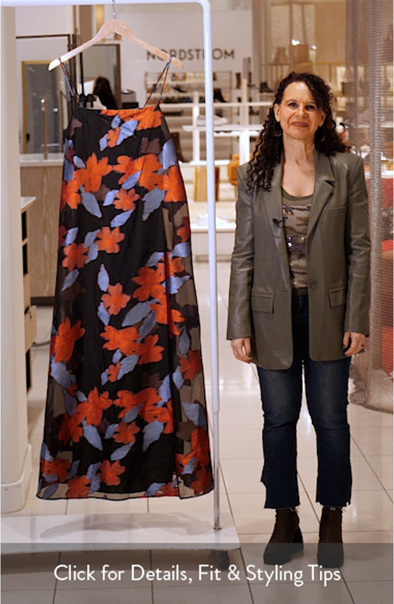 Delfina Floral Jacquard Organza Evening Dress, sales video thumbnail