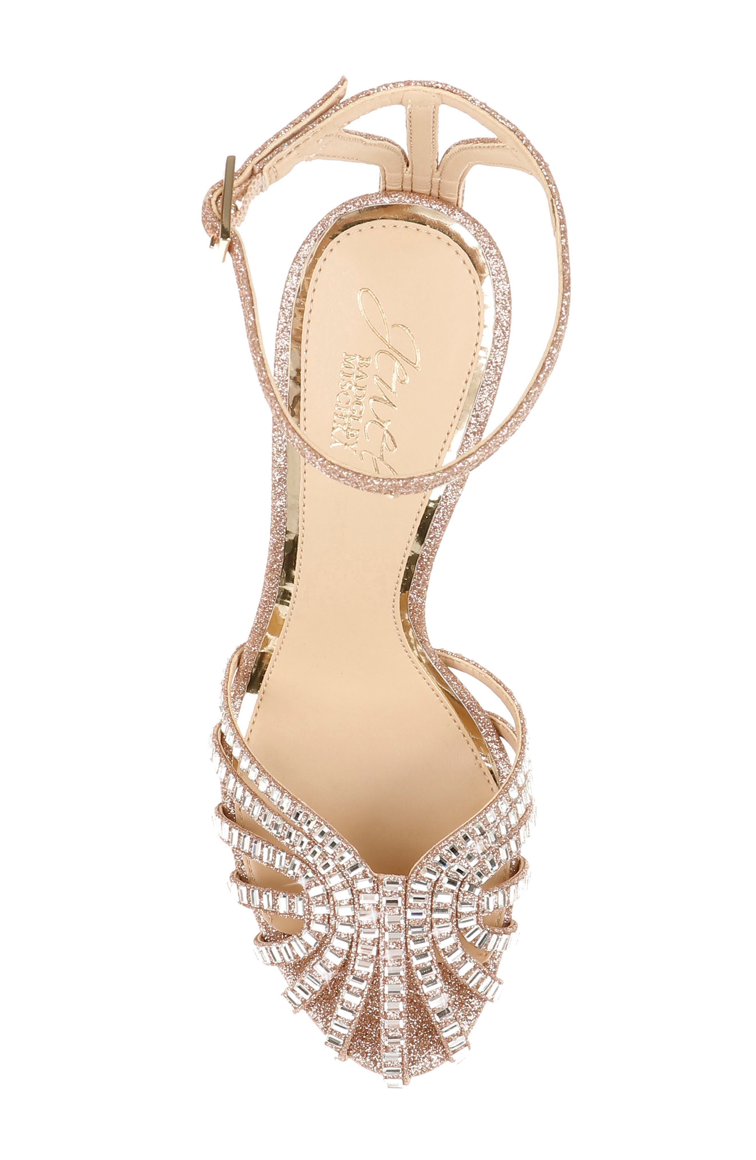 Polly Ankle Strap Pump, Alternate, color, ROSE GOLD GLITTER