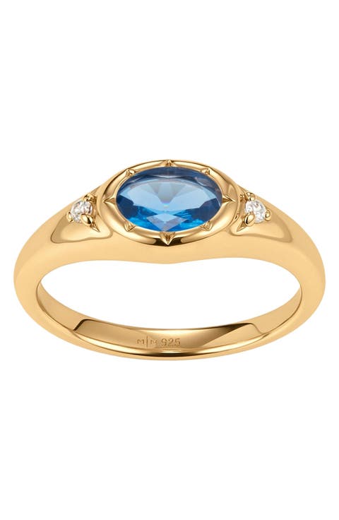 Oval Birthstone Signet Ring