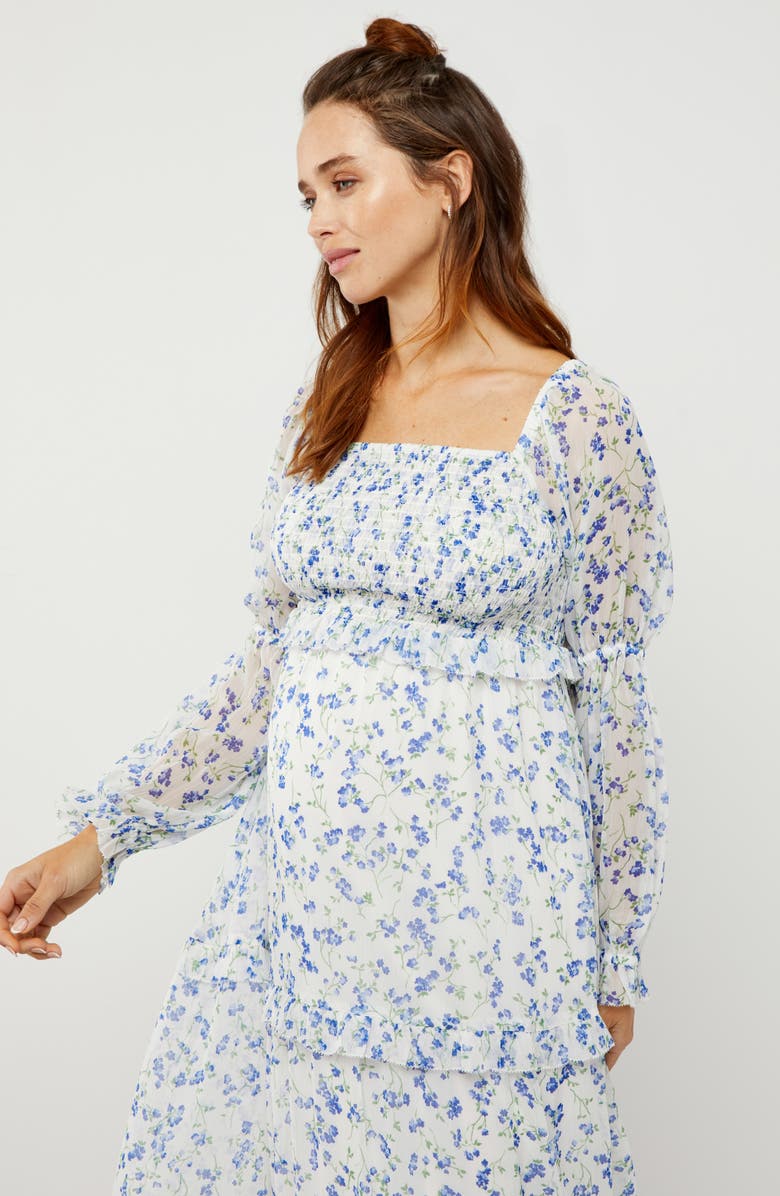 A PEA IN THE POD Smocked Floral Maternity Dress, Alternate, color, 