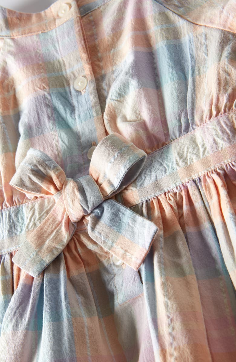 Nordstrom Stripe Seersucker Cotton Dress & Bloomers, Alternate, color, Coral Playful Plaid