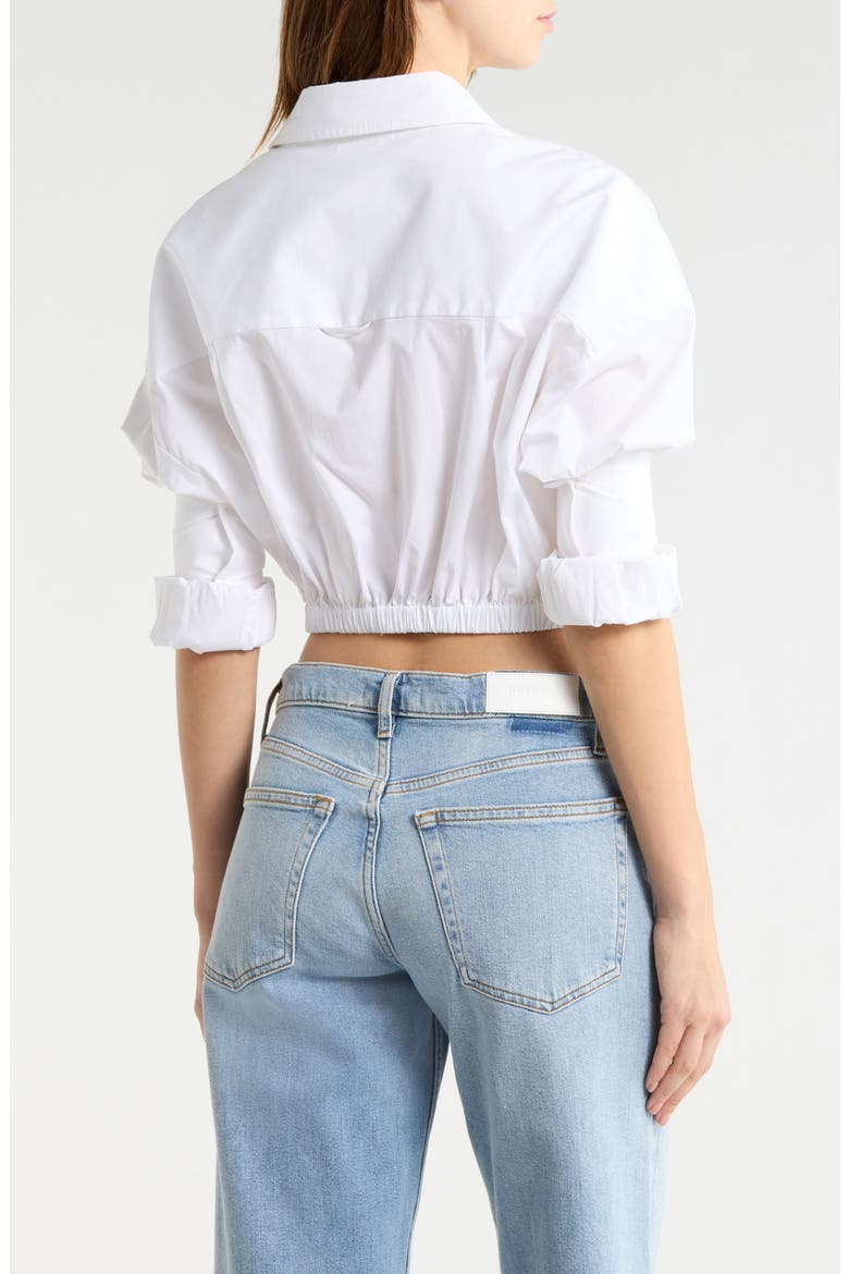 Lisa Crop Button-Up Tie Waist Top, Alternate, color, WHITE