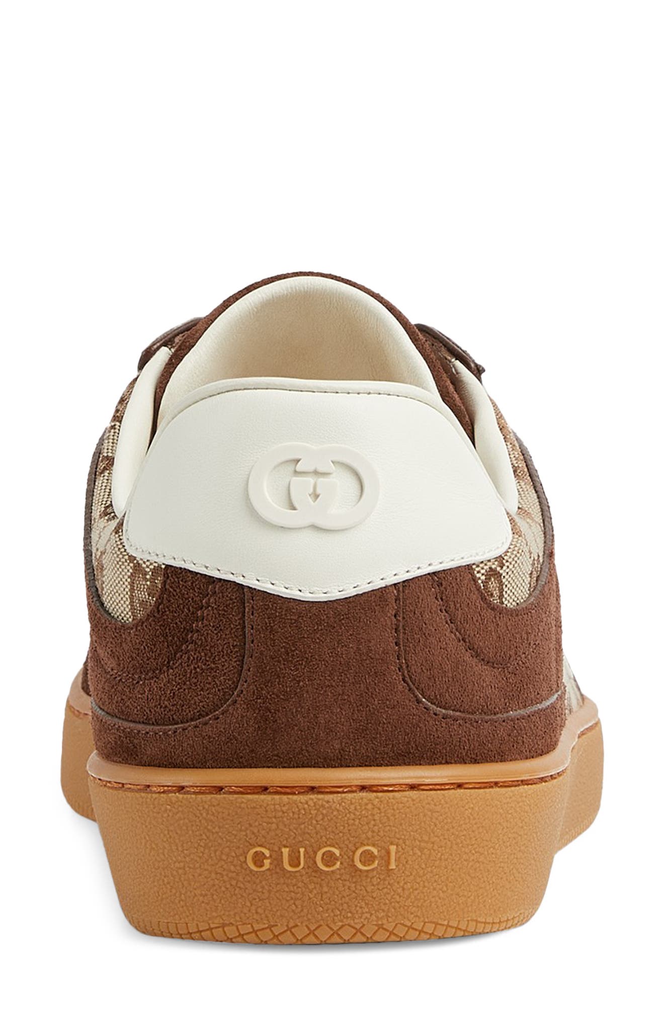 Gucci G74 Logo Canvas & Suede Sneaker, Alternate, color, Mahogany