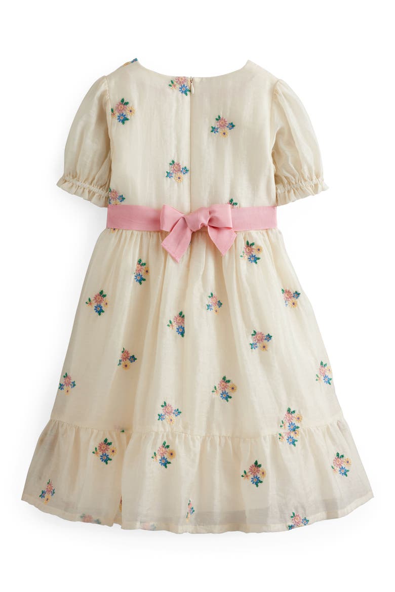 Kids' Floral Embroidered Organza Party Dress, Alternate, color, COCONUT MILK FLORAL