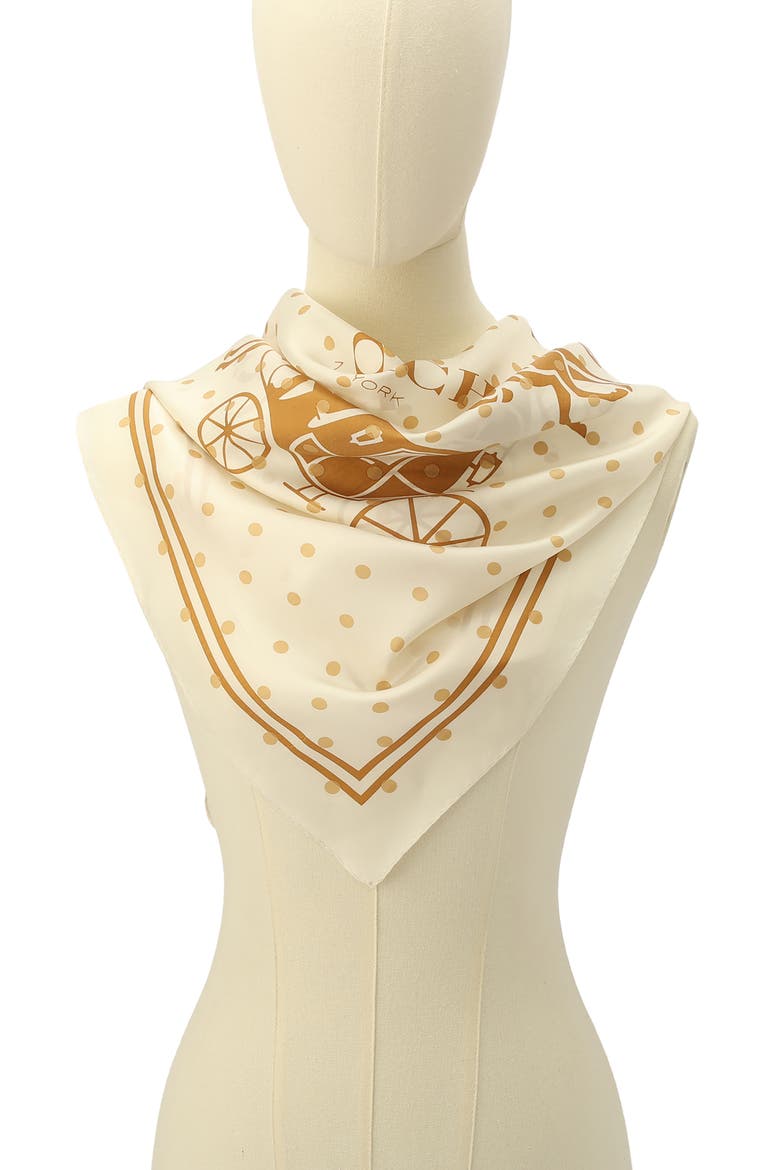 Horse & Carriage Polka Dot Silk Square Scarf, Alternate, color, CHALK