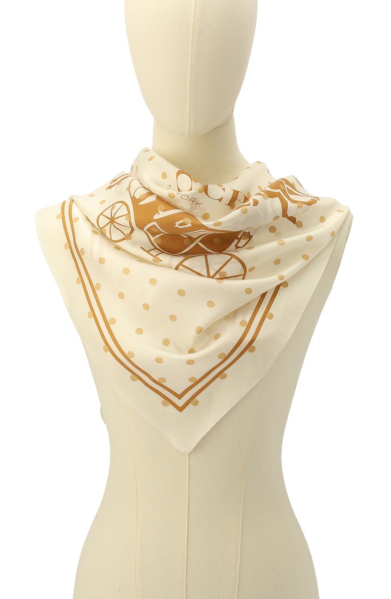 COACH Horse & Carriage Polka Dot Silk Square Scarf, Alternate, color, Chalk