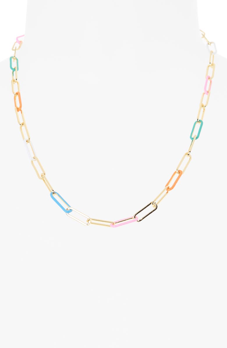 Kendra Scott Ainsley Paper Clip Chain Necklace, Alternate, color, Gold Multi Mix Enamel