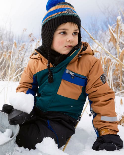 Deux Par Deux One-piece Play Snowsuit Colorblocked In Black