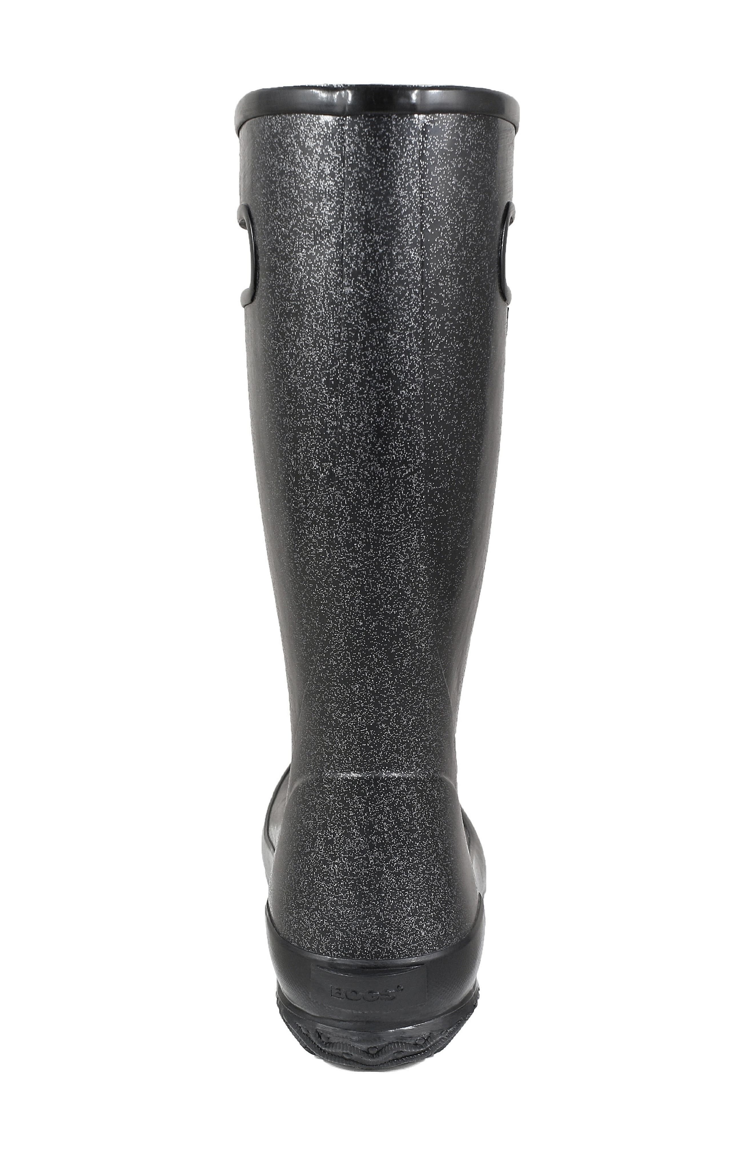 Bogs Glitter Waterproof Rain Boot, Alternate, color, Black