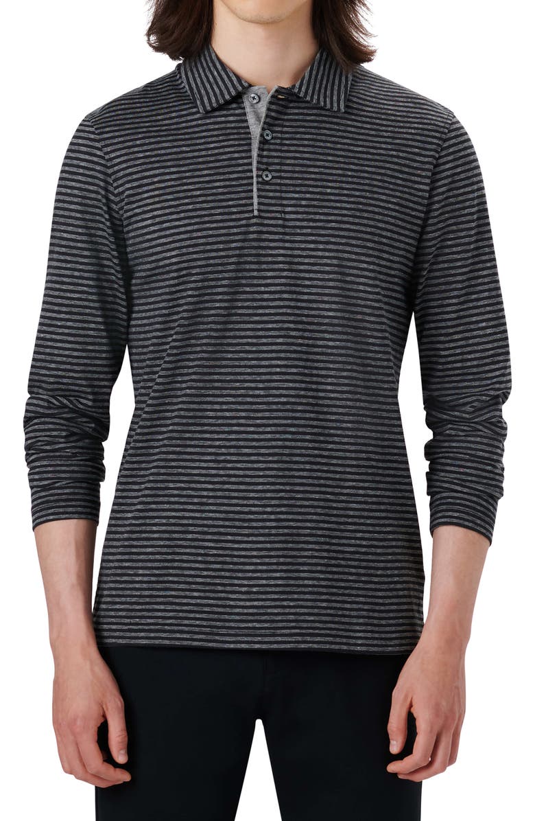 Bugatchi Stripe Cotton Long Sleeve Polo, Main, color, 