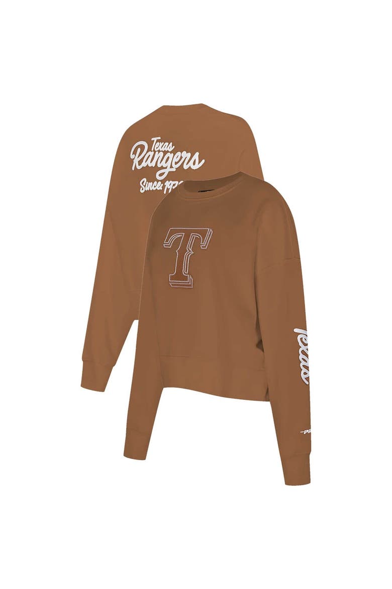 Women's Pro Standard Brown Texas Rangers Paint The City Pullover Cropped Sweatshirt, Alternate, color, Brown