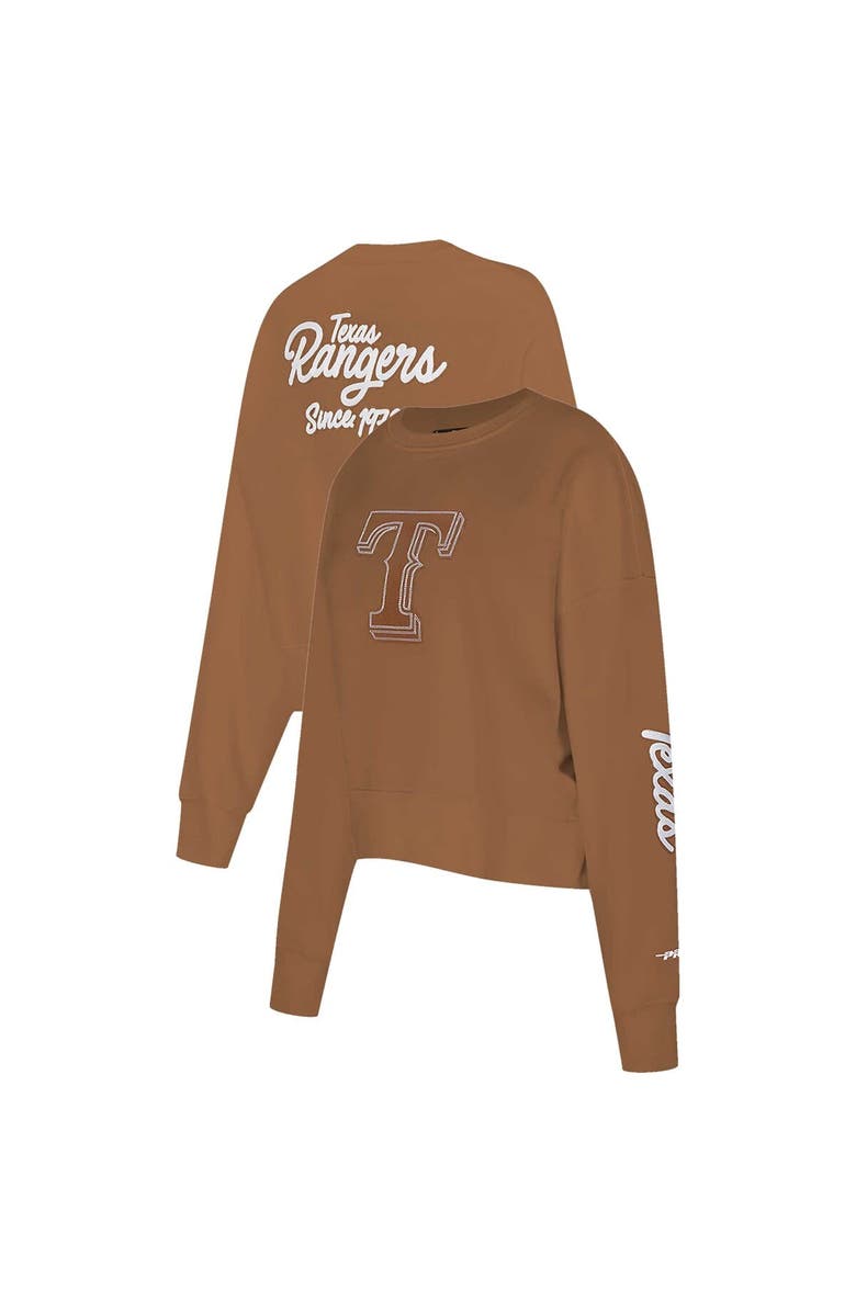 PRO STANDARD Women's Pro Standard Brown Texas Rangers Paint The City Pullover Cropped Sweatshirt, Alternate, color, Brown
