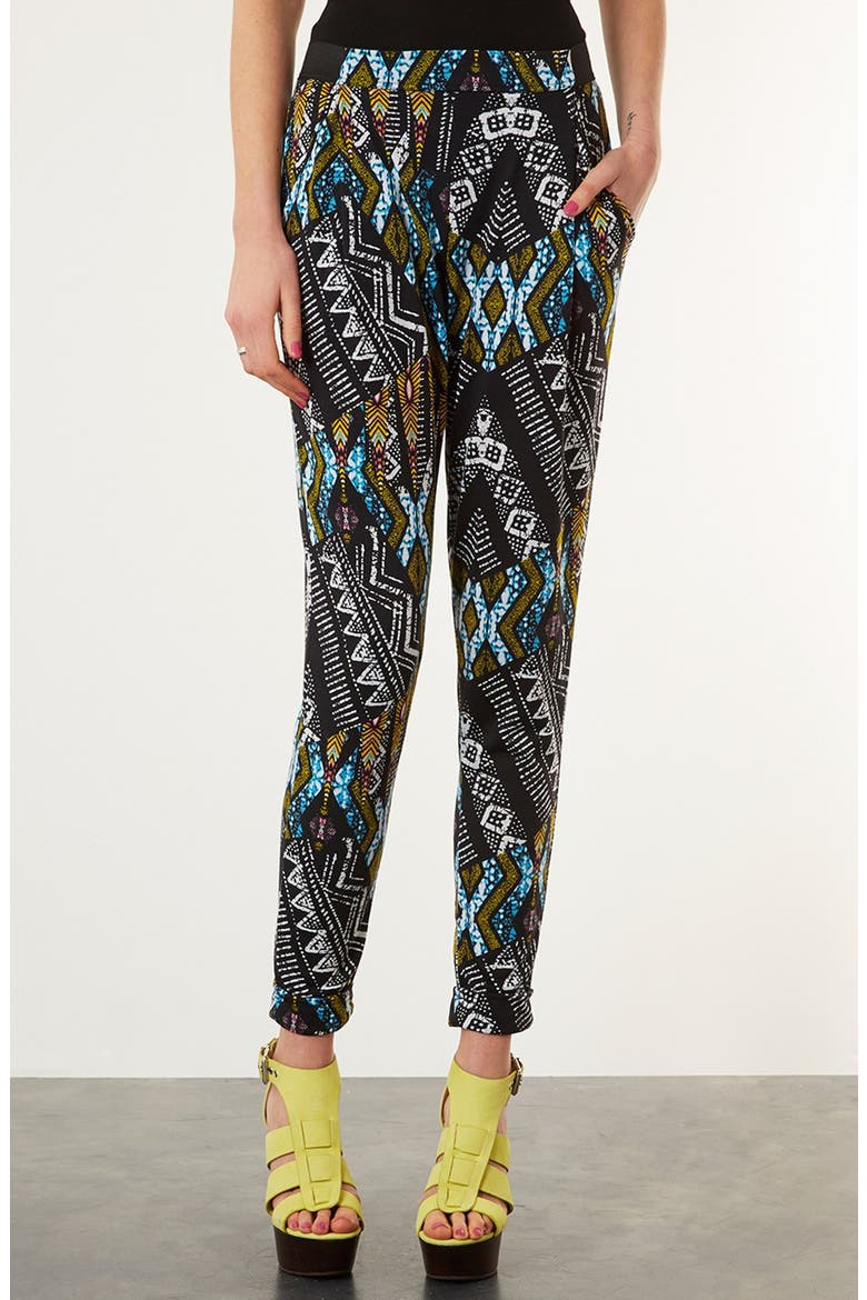 African Print Tapered Pants, Main, color, BLACK MULTI