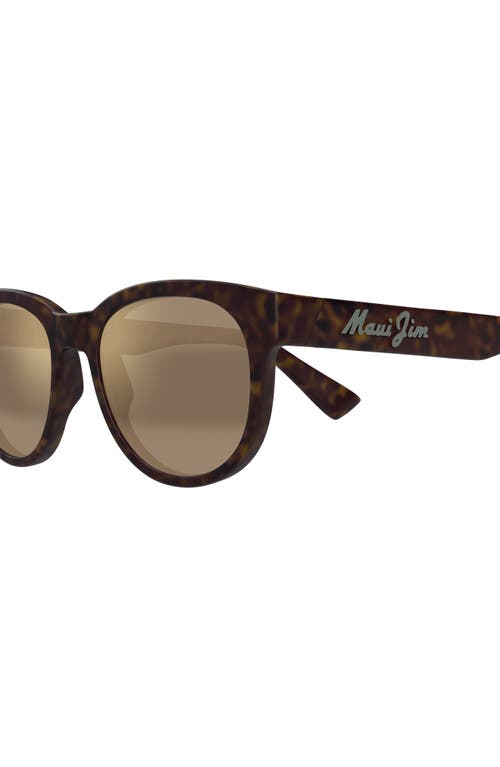 Maui Jim Maoli 52mm Polarizedplus2® Round Sunglasses In Matte Dark Havana