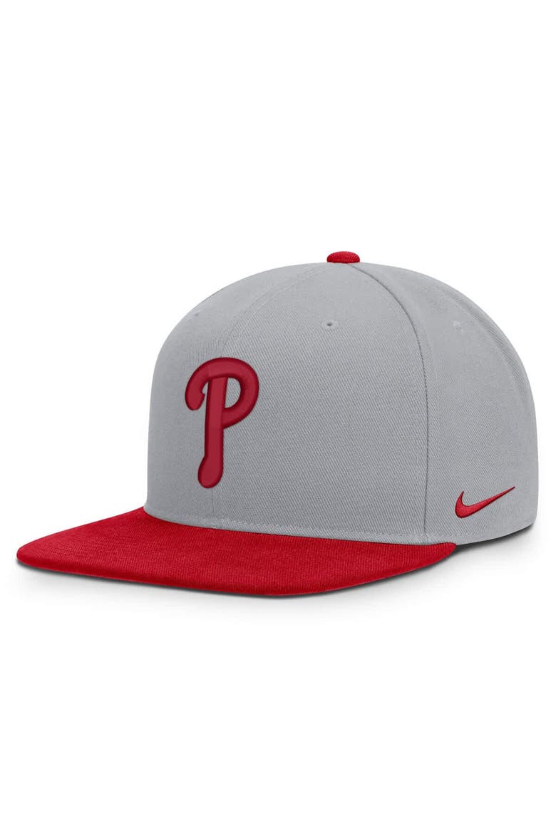 Men's Nike Gray/Red Philadelphia Phillies Primetime Pro Dri-FIT Snapback Hat, Alternate, color, Gray