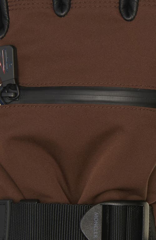 Moncler Grenoble Leather Gloves In Brown