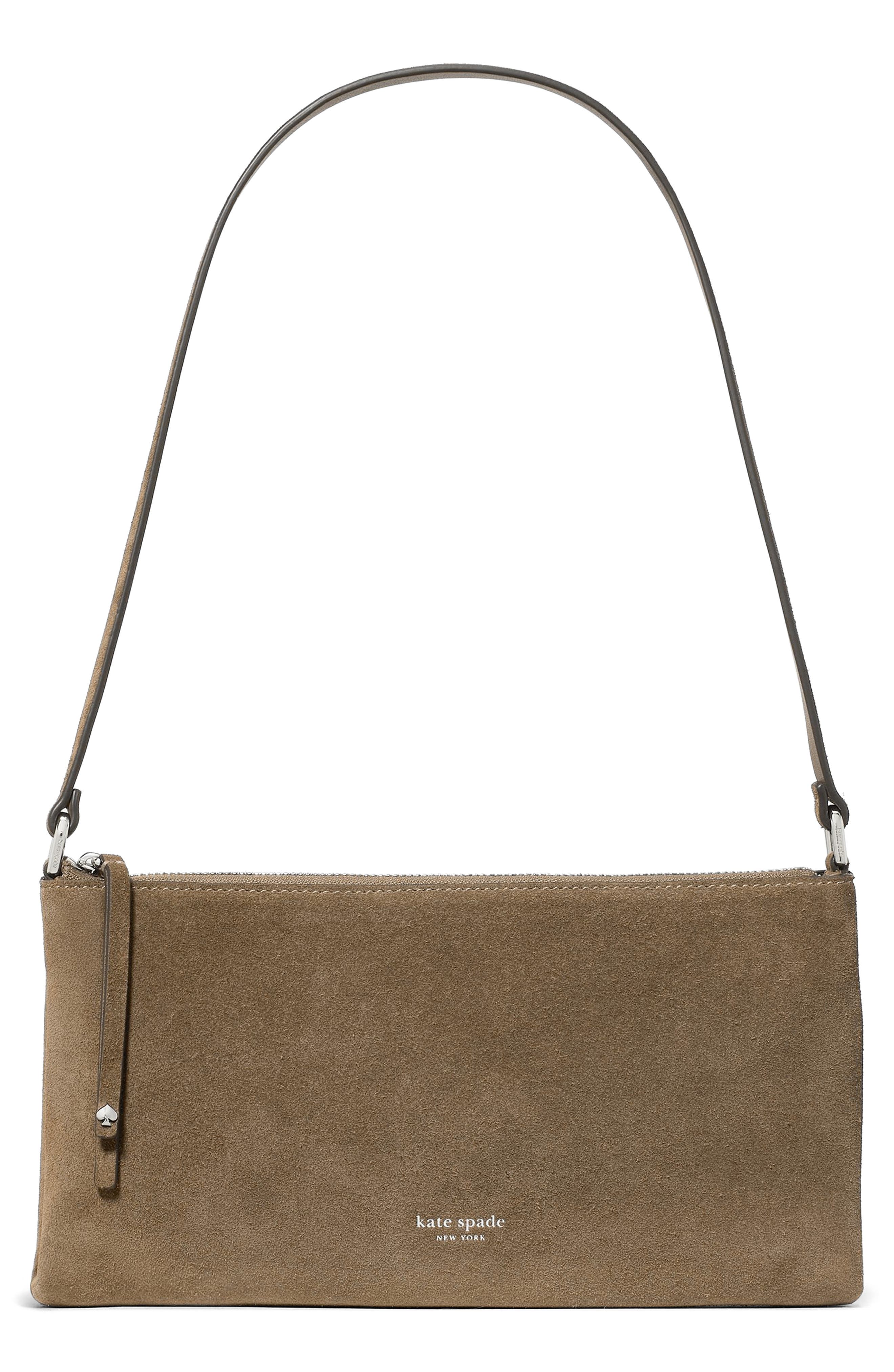 Fling Suede Leather Pochette, Main, color, DRIFTWOOD