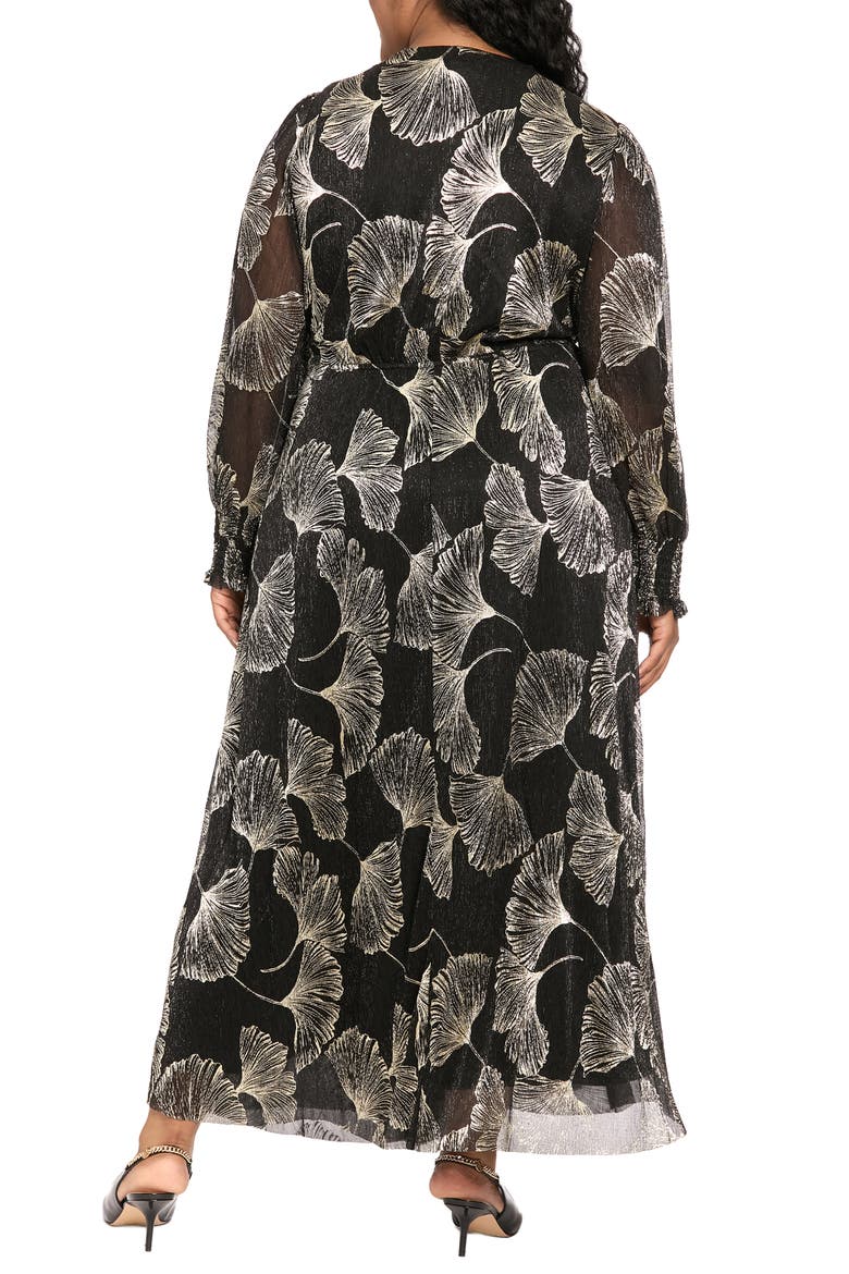 Shirred Twist Maxi Dress, Alternate, color, BLACK/ GOLD F