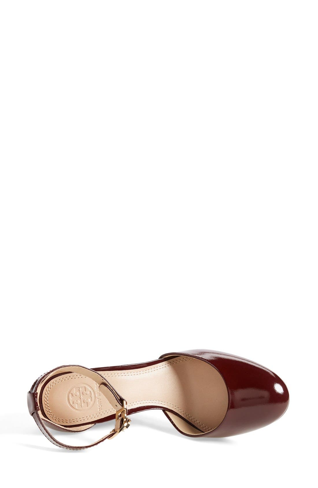 Tory Burch 'Thames' Patent Leather Ankle Strap Wedge, Alternate, color, 