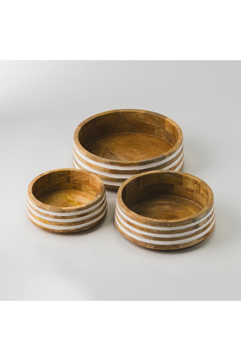 Whitehaven Mangowood Nested Bowls, Main, color, White