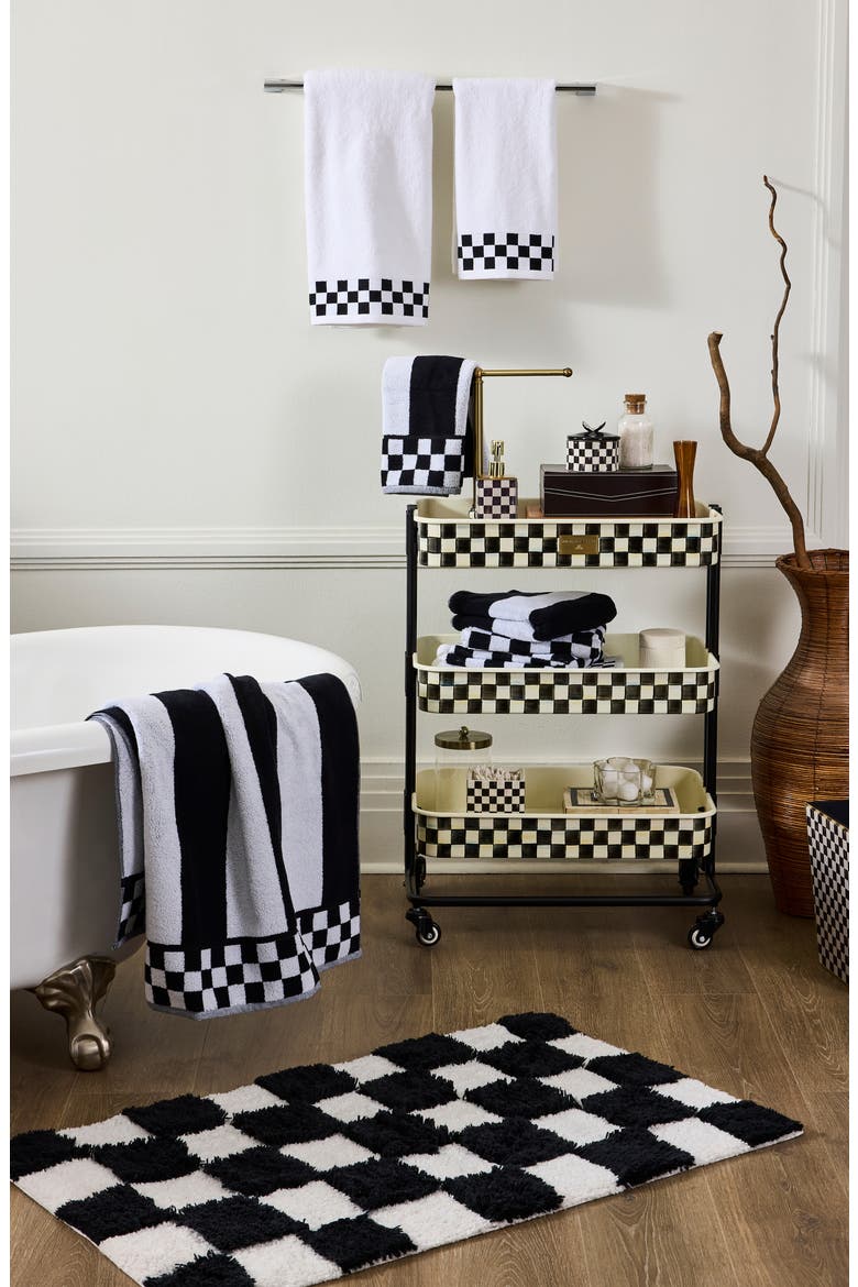 Checkerboard Black Bath Rug, Alternate, color, BLACK
