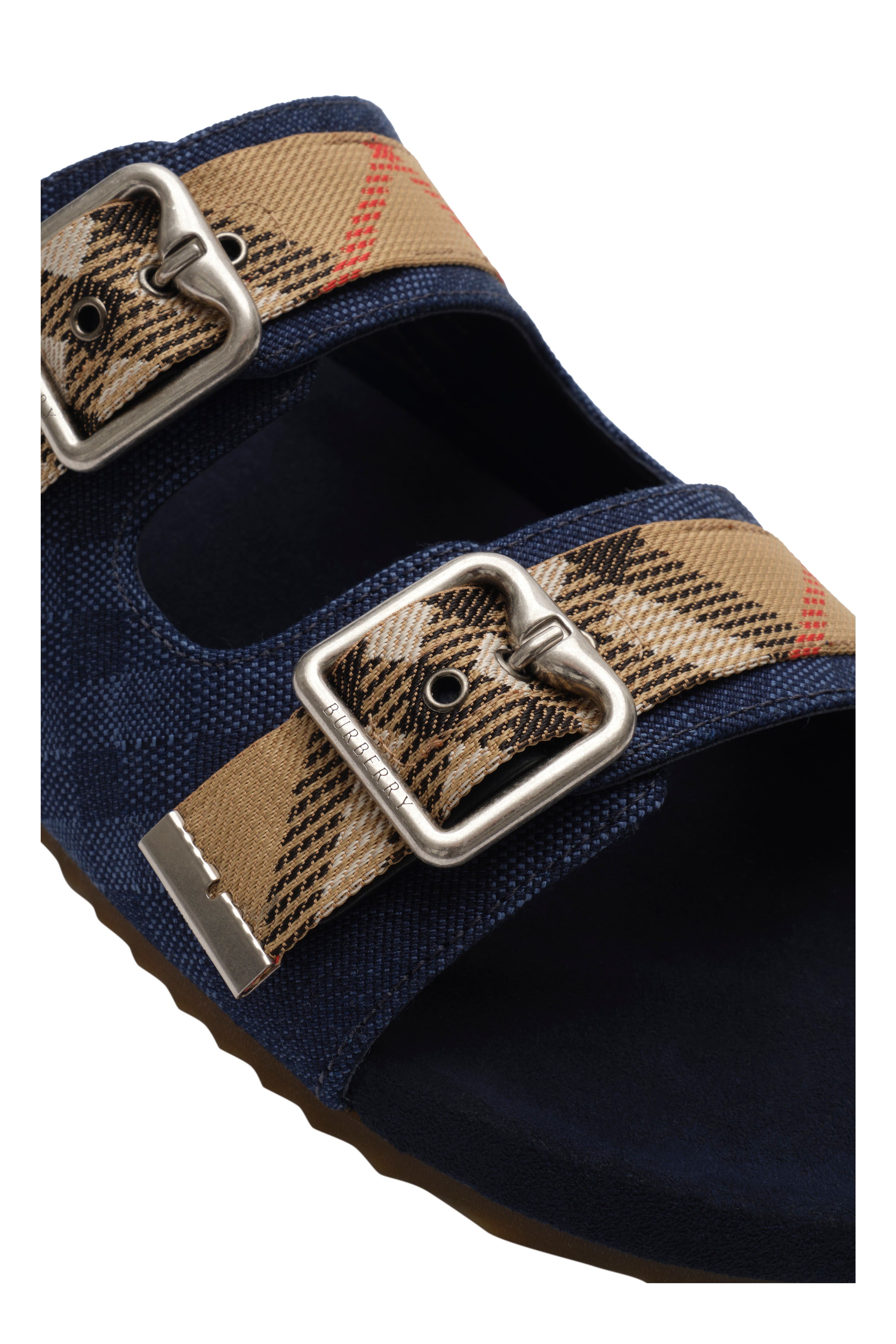 Check Suede Urchin Sandals, Alternate, color, Navy