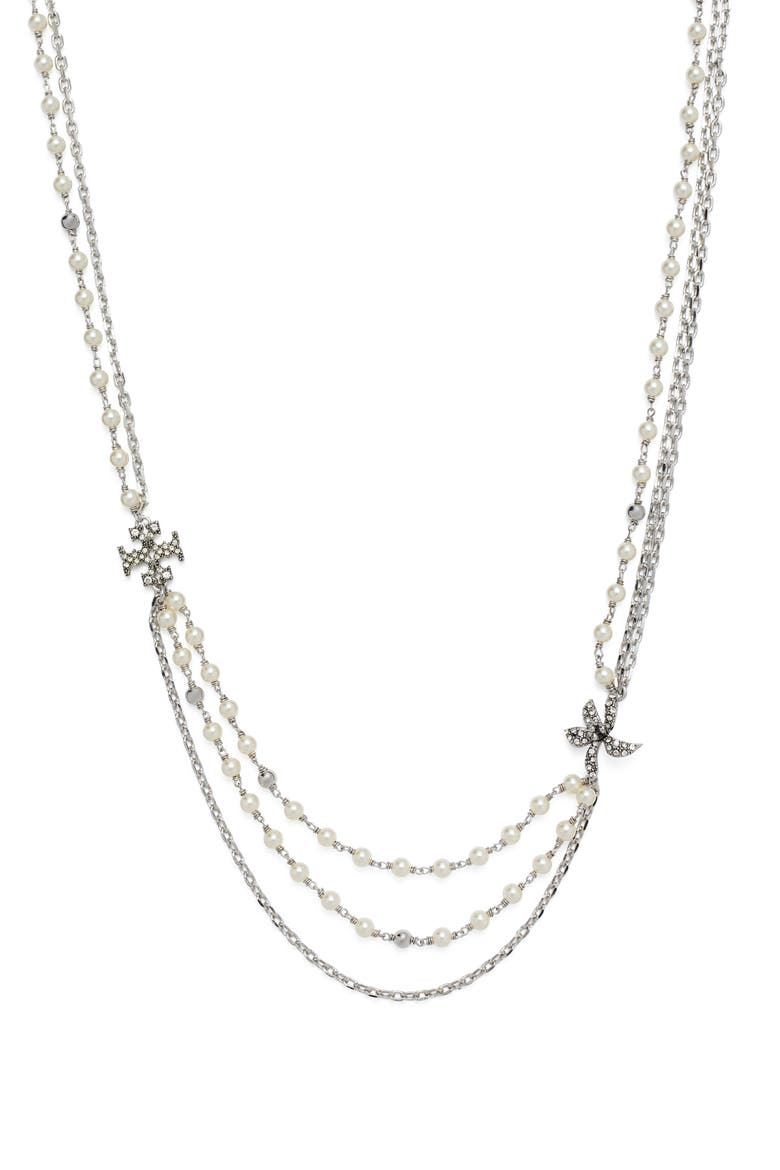 Moondance Layered Necklace, Alternate, color, TORY SILVER / PEARL / CRYSTAL