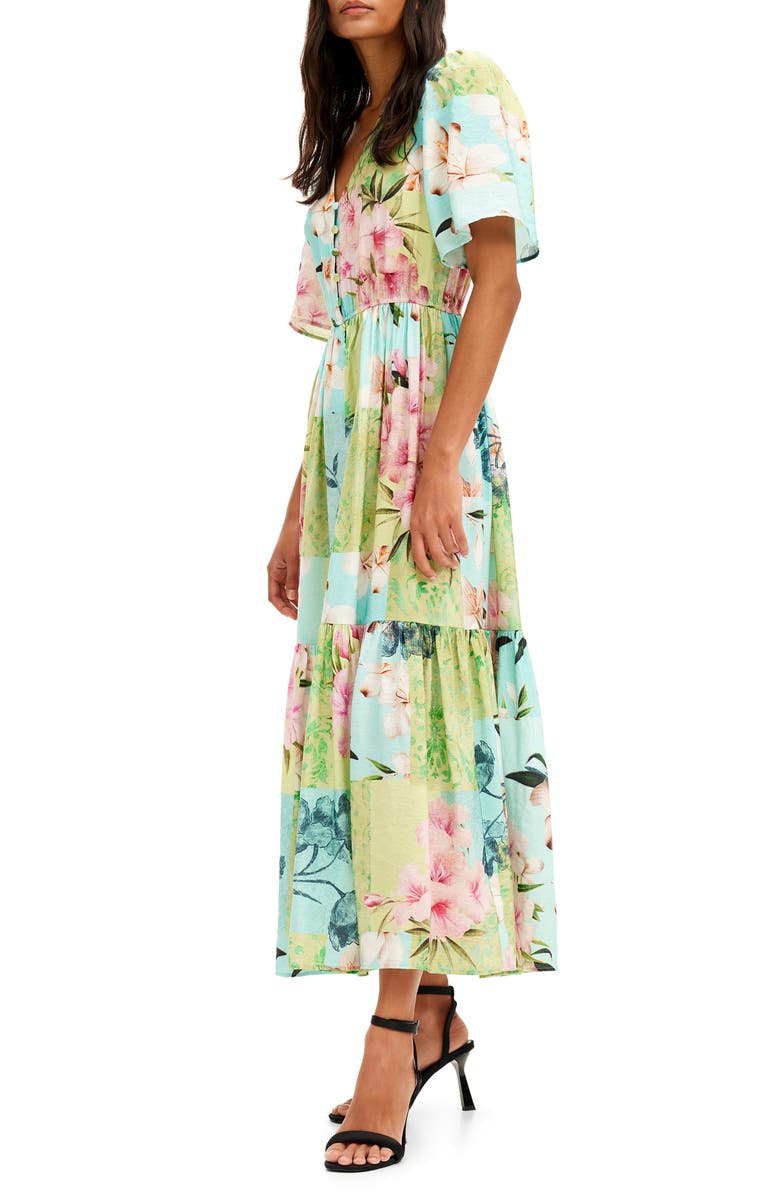 Desigual Blues Floral Print A-Line Dress, Main, color, 