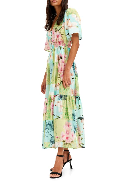 Blues Floral Print A-Line Dress