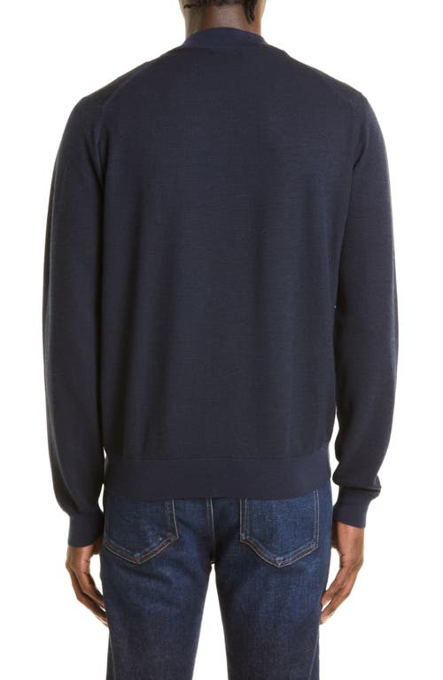 John Smedley Singular Full Zip Wool Sweater In Blue