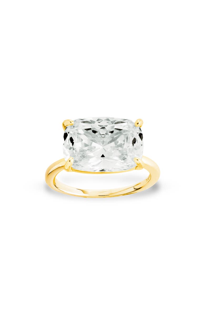 Sterling Forever East West Cubic Zirconia Ring, Alternate, color, Gold